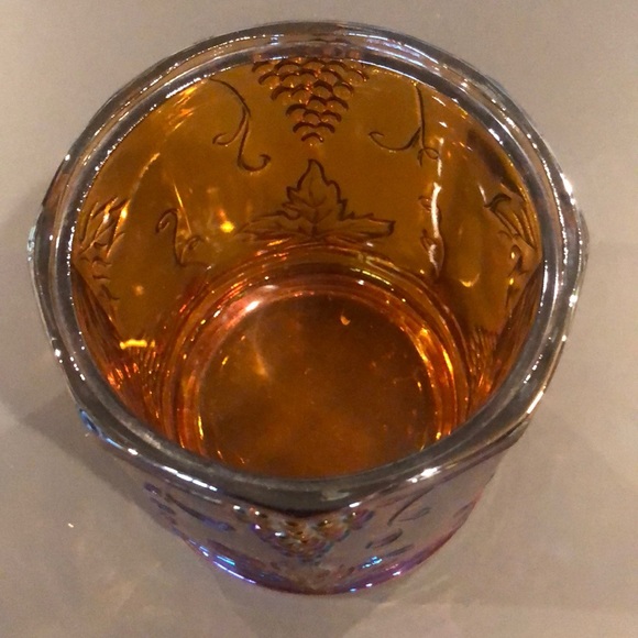 🧡💜VINTAGE Rare Color Amber/violet Carnival Glass Compote Grape Candy Dish Vase - Picture 2 of 5